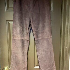 LINDA ALLARD FOR ELLEN TRACY EGGPLANT SUEDE PANTS 14P NWOT